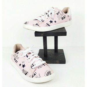 Polo Ralph Lauren Girl's Gaige Pink Cheer Print Sneakers Sz 6 SUPER CUTE!